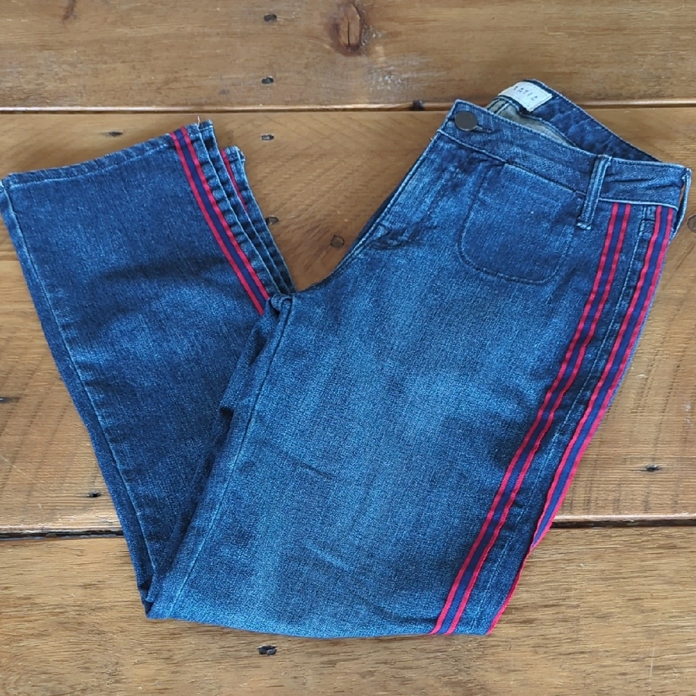 🪞 Parker Smith Women's Blue Jeans with Red Stripe Size 26